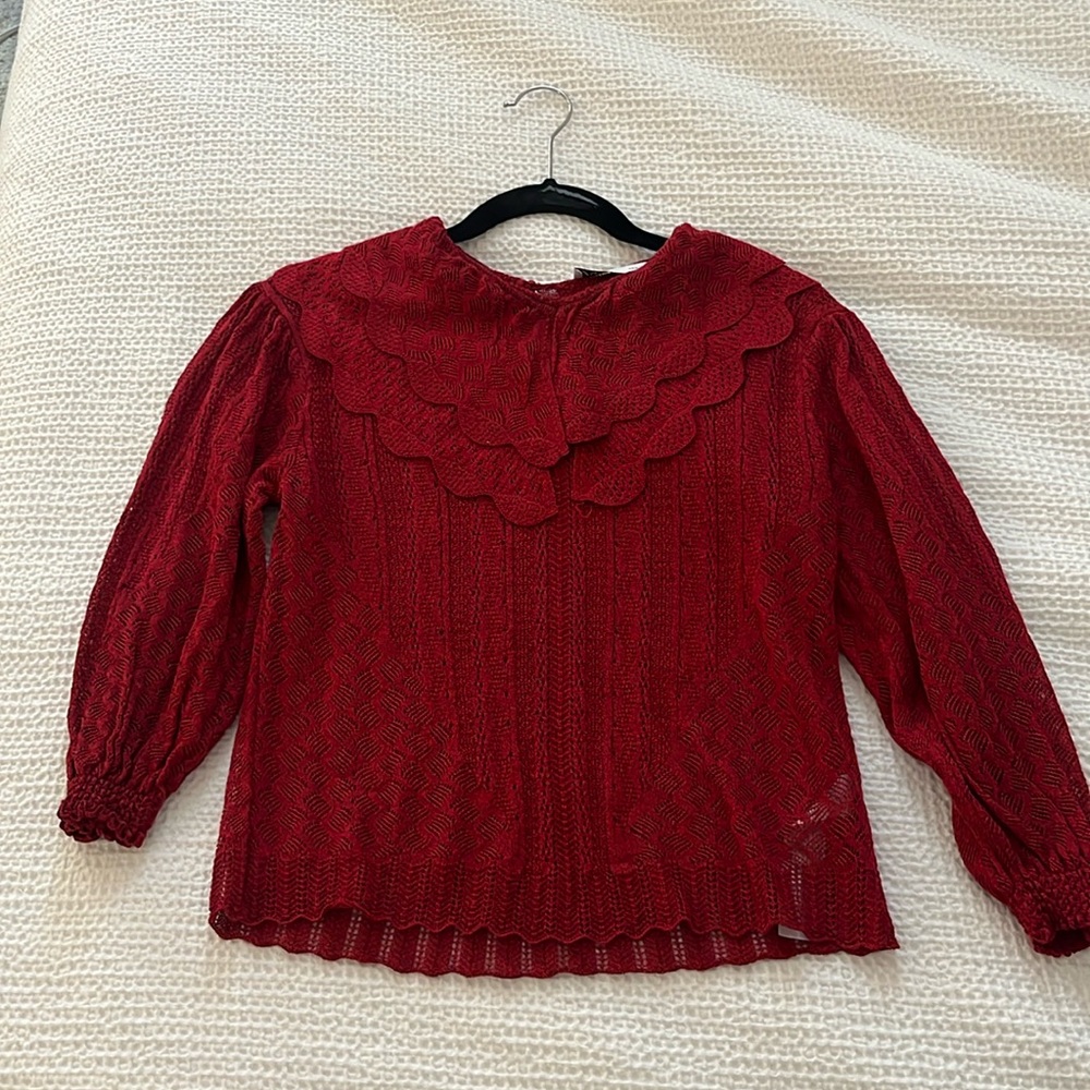 Red lace zara top